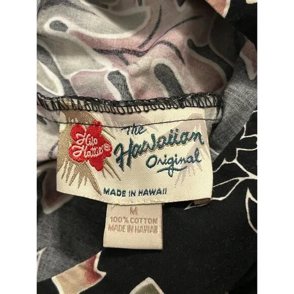 Hawaiian Original Women's M Black Dress Floral Short Sleeves Hawaii MuuMuu - Picture 3 of 6